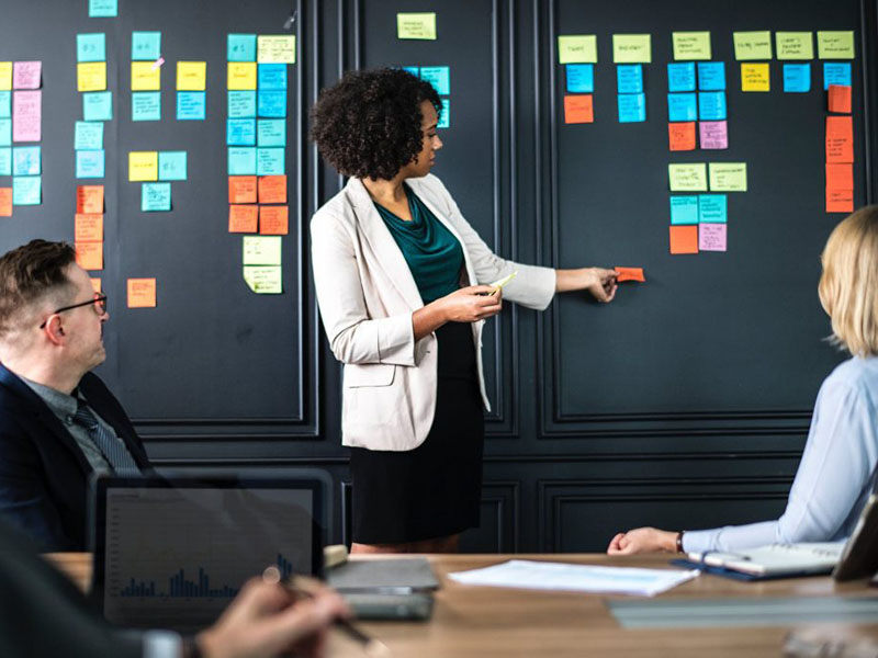 Lady with  sticky notes picture