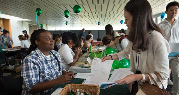 Job Fair picture of students applying for a job