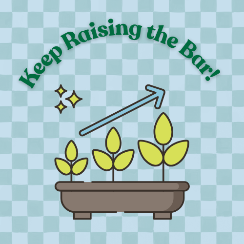 Graphic: Three growing plants in a pot with an upward arrow.
